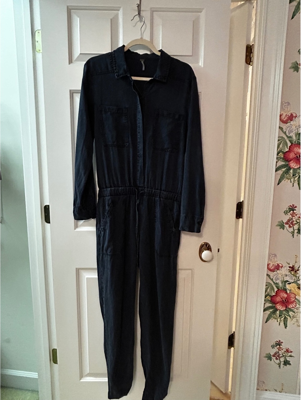 YFB Blue Long Sleeve Jumpsuit with Drawstring Waist